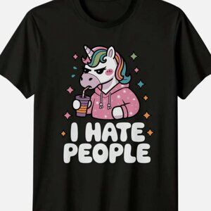 I Hate People Unicorn Sarcastic T-Shirt